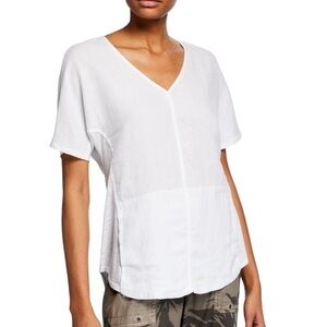 XCVI Linen/Cotton/Modal Haystack Split Back Slub White Shirt Sz Medium Pocket